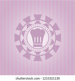 chef hat icon inside pink emblem
