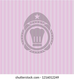 chef hat icon inside pink emblem. Vintage.