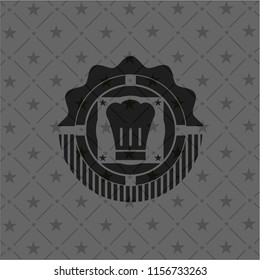 chef hat icon inside realistic black emblem