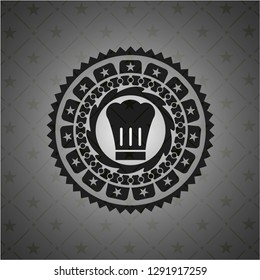 chef hat icon inside realistic black emblem