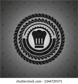 chef hat icon inside realistic dark emblem