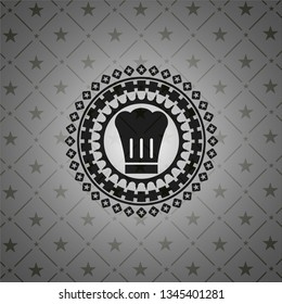 chef hat icon inside realistic dark emblem