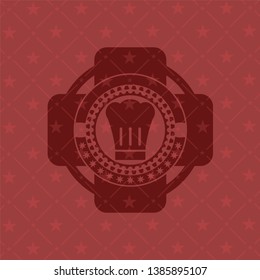chef hat icon inside realistic red emblem