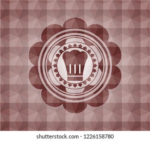 chef hat icon inside red badge with geometric background. Seamless.