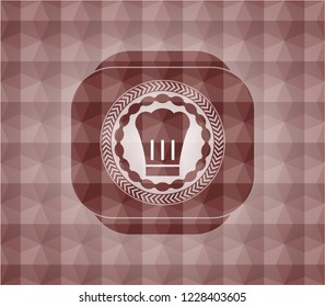 chef hat icon inside red geometric emblem. Seamless.