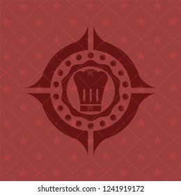 chef hat icon inside retro style red emblem