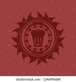 chef hat icon inside retro style red emblem