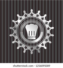 chef hat icon inside silver shiny emblem