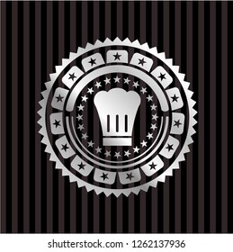 chef hat icon inside silver badge or emblem
