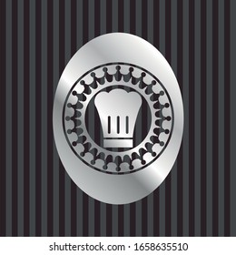 chef hat icon inside silver badge