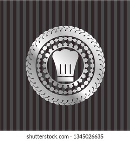 chef hat icon inside silvery shiny emblem