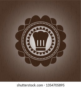 chef hat icon inside vintage wood emblem