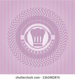 chef hat icon inside vintage pink emblem