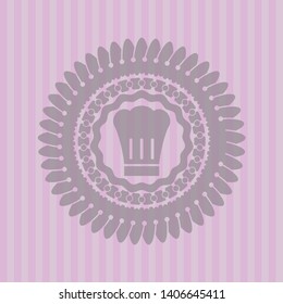 chef hat icon inside vintage pink emblem