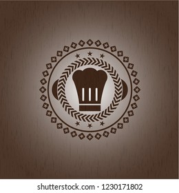 chef hat icon inside wood signboards