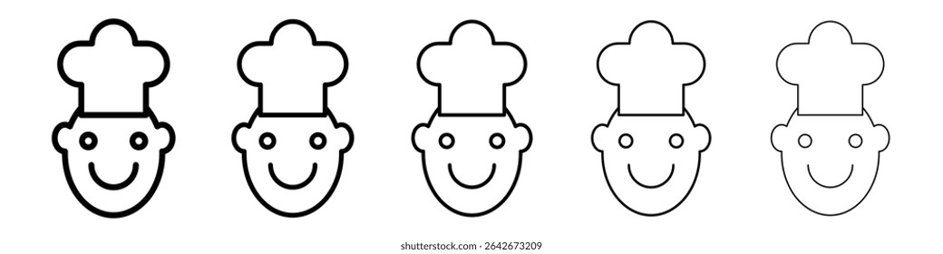 chef hat icon isolated vector on white background set