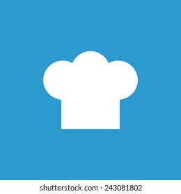 chef hat icon, isolated, white on the blue background. Exclusive Symbols 