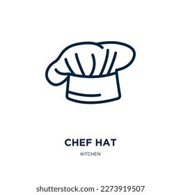 chef hat icon from kitchen collection. Thin linear chef hat, bakery, restaurant outline icon isolated on white background. Line vector chef hat sign, symbol for web and mobile