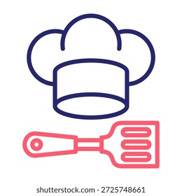 Chef Hat Icon Line Color Style Vector Illustration