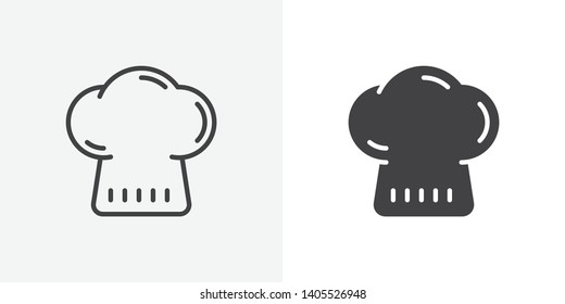 Chef hat icon. line and glyph version, cook hat outline and filled vector sign. linear and full pictogram. Restaurant menu symbol, logo illustration. Different style icons set