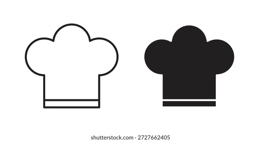 Chef hat icon with line and silhouette versions.