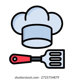 Chef Hat Icon Lineal Color Style Vector Illustration