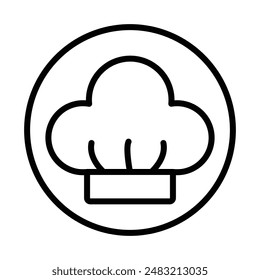 Icono de sombrero de chef marca de logotipo lineal en blanco y negro