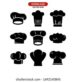 Chefhutsymbol oder Logo einzeln auf Vektorillustrationen - Kollektion hochwertiger Vektorsymbole in schwarzem Stil
