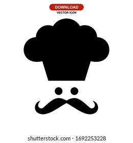 Icono de chef, logotipo, símbolo de signo aislado, ilustración vectorial; iconos vectoriales de estilo negro de alta calidad
