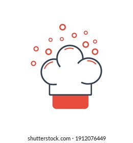 Chef hat icon. chef hat love, chef hat time icon with vector illustration and flat design. two color, circle background, black, white, color circle icon.