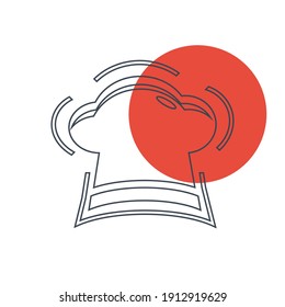 Chef hat icon. chef hat love, chef hat time icon with vector illustration and flat design. two color, circle background, black, white, color circle icon.