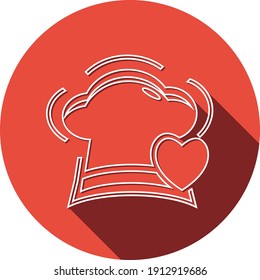 Chef hat icon. chef hat love, chef hat time icon with vector illustration and flat design. two color, circle background, black, white, color circle icon.