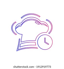 Chef hat icon. chef hat love, chef hat time icon with vector illustration and flat design. two color, circle background, black, white, color circle icon.