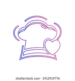 Chef hat icon. chef hat love, chef hat time icon with vector illustration and flat design. two color, circle background, black, white, color circle icon.