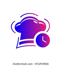 Chef hat icon. chef hat love, chef hat time icon with vector illustration and flat design. two color, circle background, black, white, color circle icon.