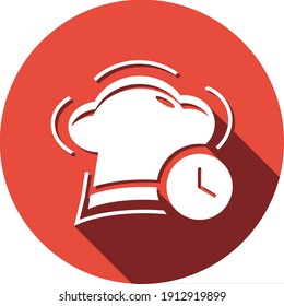 Chef hat icon. chef hat love, chef hat time icon with vector illustration and flat design. two color, circle background, black, white, color circle icon.