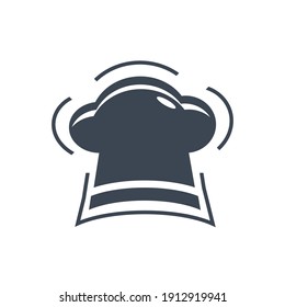 Chef hat icon. chef hat love, chef hat time icon with vector illustration and flat design. two color, circle background, black, white, color circle icon.