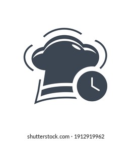 Chef hat icon. chef hat love, chef hat time icon with vector illustration and flat design. two color, circle background, black, white, color circle icon.