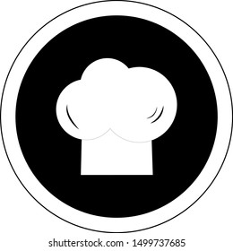 Chef Hat Icon On Black Circle - Isolated On White Background. Vector Illustration For Cook, Chef Symbol, Kitchen Sign, Bar And Hat Logo. Master Chef Icon For Bistro, Cook Element And Label