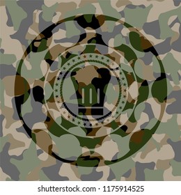 chef hat icon on camo pattern