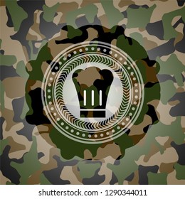 chef hat icon on camo pattern