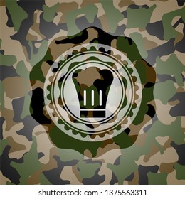 chef hat icon on camo texture