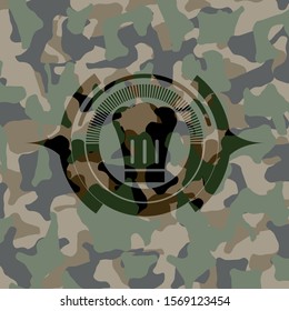 chef hat icon on camo texture