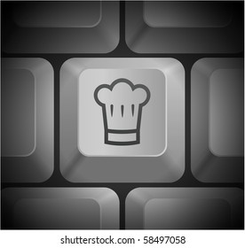 Chef Hat Icon on Computer Keyboard Original Illustration