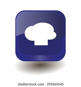 chef hat icon on dark blue button