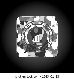 chef hat icon on grey camouflaged pattern