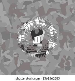 chef hat icon on grey camo texture