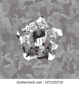 chef hat icon on grey camo pattern