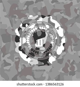 chef hat icon on grey camo texture