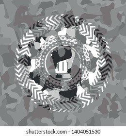 chef hat icon on grey camouflaged pattern